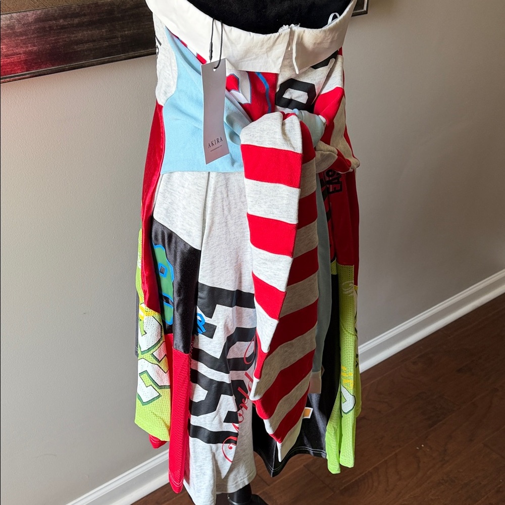 AKIRA Multicolor Patchwork High-Low Skirt with Red Panels - Picture 10 of 14
